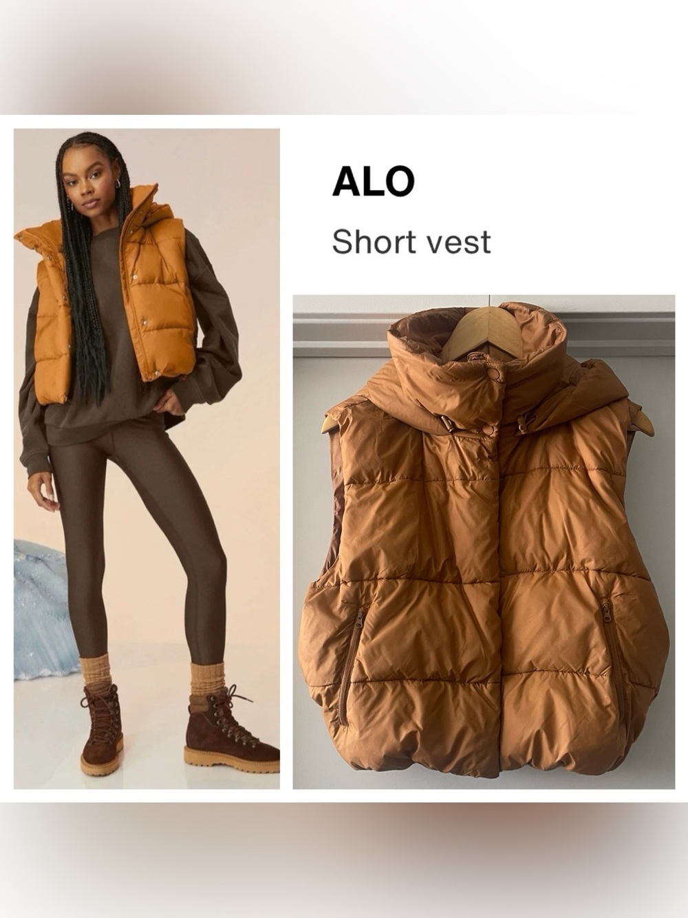 ALO YOGA Gold Rush Hooded
Puffer Vest - Toffee - Picture 3 of 12